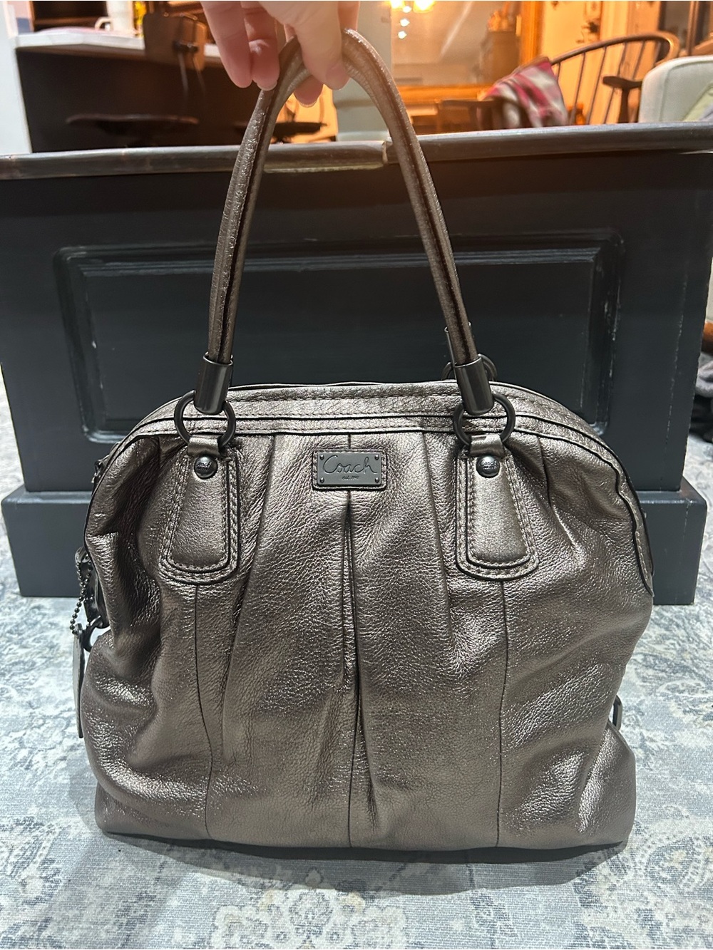 Coach Kristin Leather Top-Zip Metallic Satchel H1071-15339